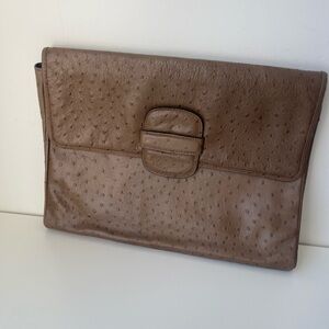Vintage  Brown  Ostrich Leather Clutch